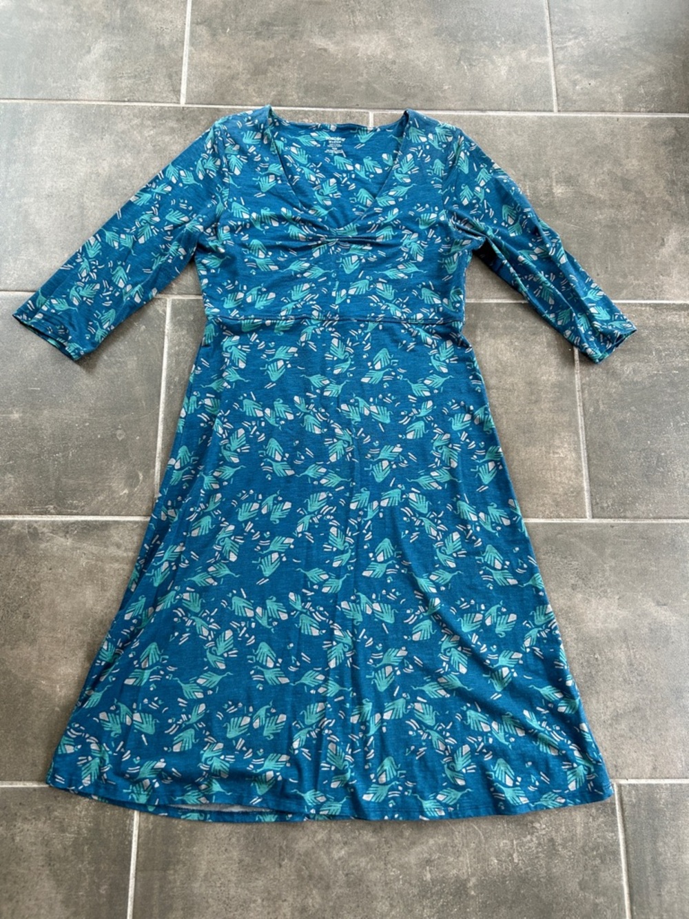 Toad & Co. Blue Teal Floral Midi Dress - Women's A-line